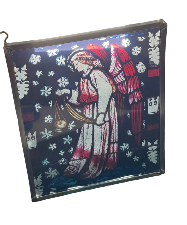 Vintage Handmade stained glass angel window hanging