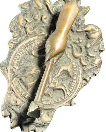 Antique cast bronze Masonic knights Templar door knocker Victorian Solid Metal