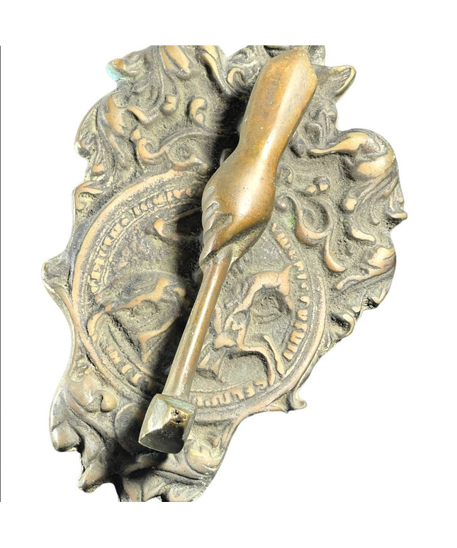 Antique cast bronze Masonic knights Templar door knocker Victorian Solid Metal