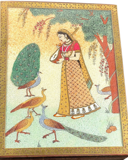 RAGINI KAKUBHA - JEWELRY BOX WITH GEMSTONE PAINTING Brass accents