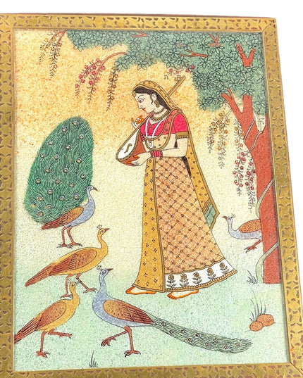 RAGINI KAKUBHA - JEWELRY BOX WITH GEMSTONE PAINTING Brass accents