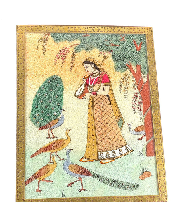 RAGINI KAKUBHA - JEWELRY BOX WITH GEMSTONE PAINTING Brass accents