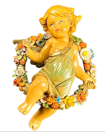 Vintage Simonetti Dep Italy Italian ANGEL wall ornament Cherub Hand painted