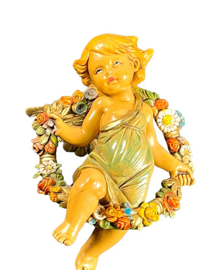 Vintage Simonetti Dep Italy Italian ANGEL wall ornament Cherub Hand painted