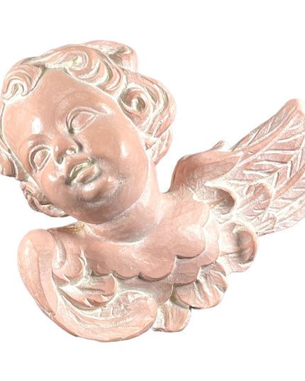 Vintage Hand painted Art Deco 3D Angel cherub wall hanging plaster SOLID heavy