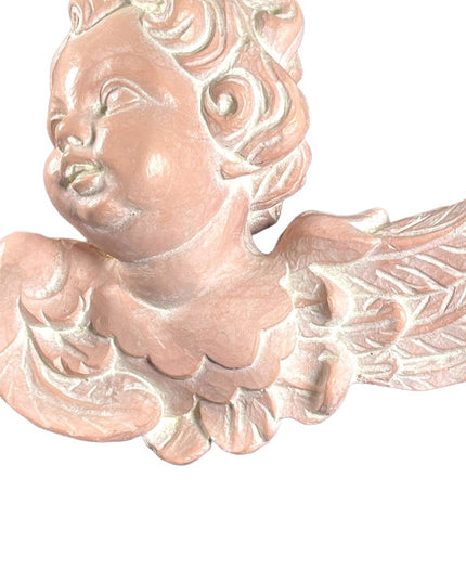 Vintage Hand painted Art Deco 3D Angel cherub wall hanging plaster SOLID heavy