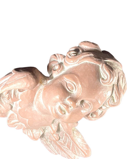 Vintage Hand painted Art Deco 3D Angel cherub wall hanging plaster SOLID heavy