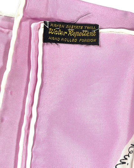 Beautiful Vintage 1950s Lilac England tour scarf souvenier Acetate handmade
