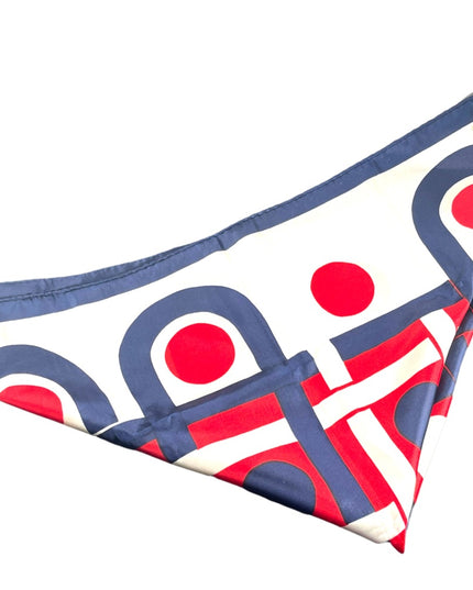 Vintage 1960s Red white & blue fancy geometric scarf nautical sailor