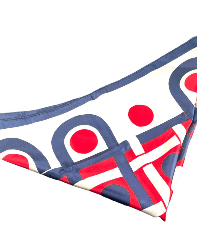 Vintage 1960s Red white & blue fancy geometric scarf nautical sailor