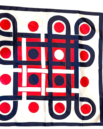 Vintage 1960s Red white & blue fancy geometric scarf nautical sailor