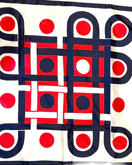 Vintage 1960s Red white & blue fancy geometric scarf nautical sailor