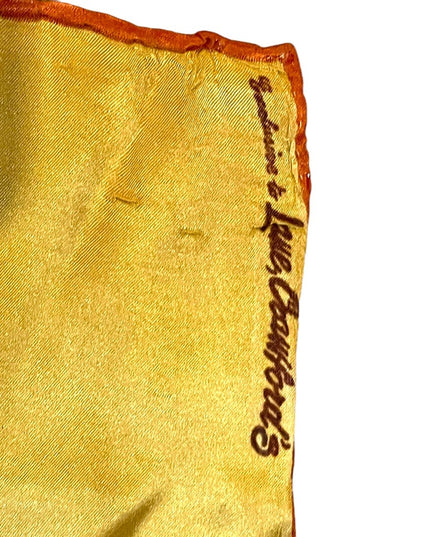 Vintage 1960s HONG KONG Lane Crawfords tourist scarf vacation yellow brown