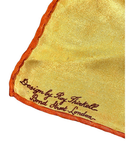 Vintage 1960s HONG KONG Lane Crawfords tourist scarf vacation yellow brown