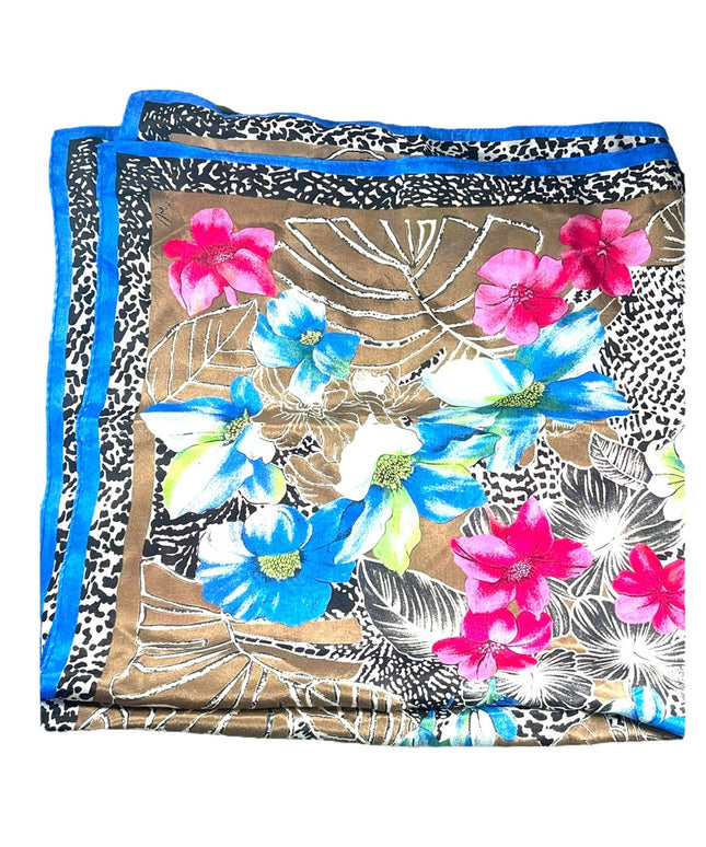 Vintage 1960s VERA Hawaiian flower silk scarf