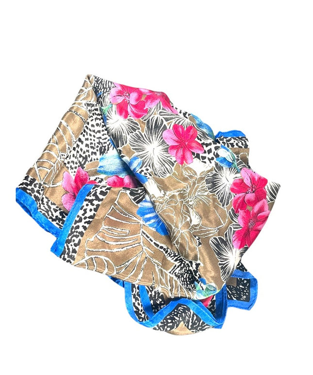 Vintage 1960s VERA Hawaiian flower silk scarf