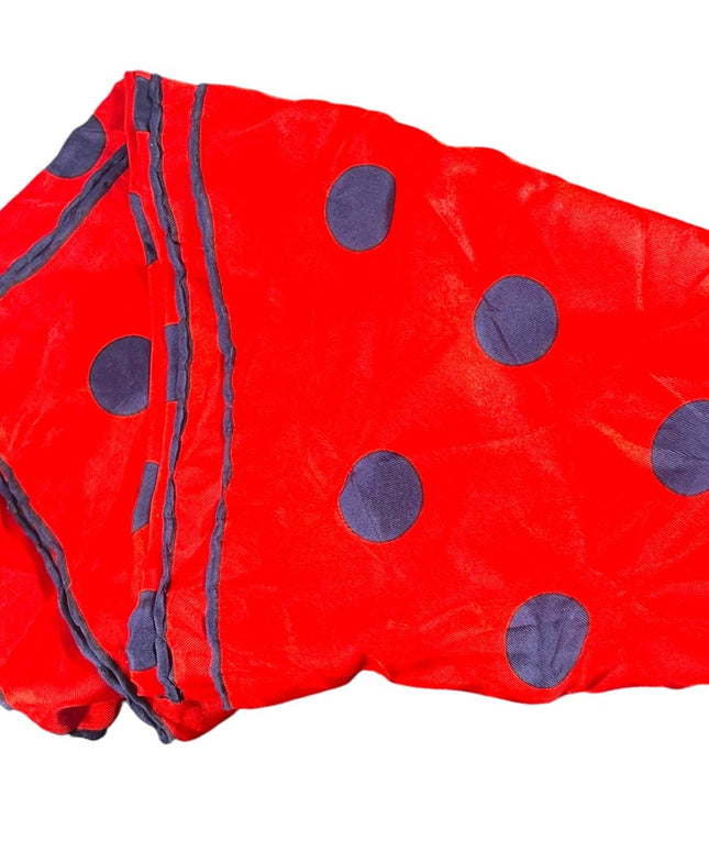 Vintage FRANCESCO Roma Italy Red w Blue Polka dots silk scarf nautical sailor