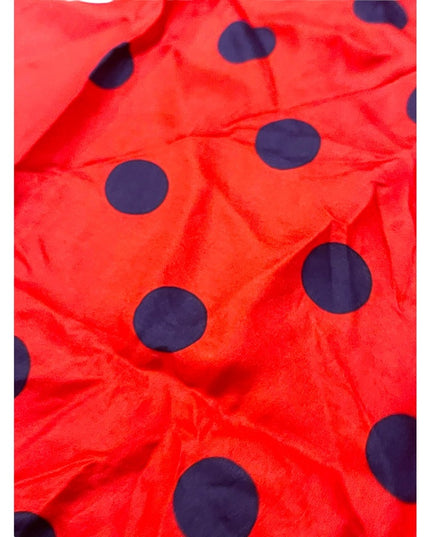Vintage FRANCESCO Roma Italy Red w Blue Polka dots silk scarf nautical sailor