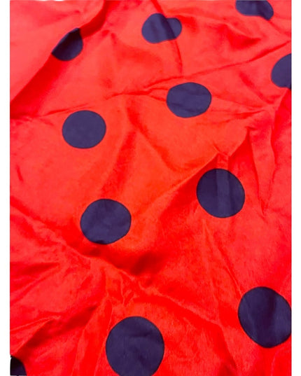 Vintage FRANCESCO Roma Italy Red w Blue Polka dots silk scarf nautical sailor