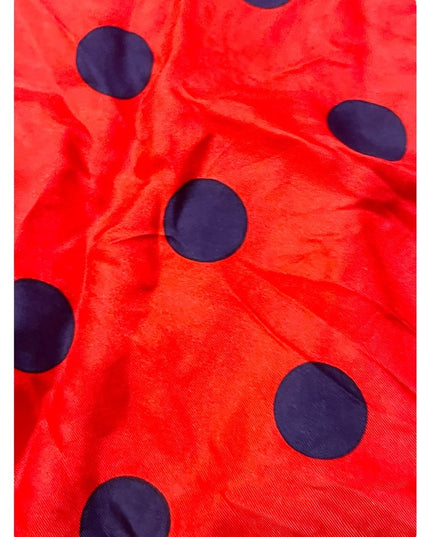 Vintage FRANCESCO Roma Italy Red w Blue Polka dots silk scarf nautical sailor
