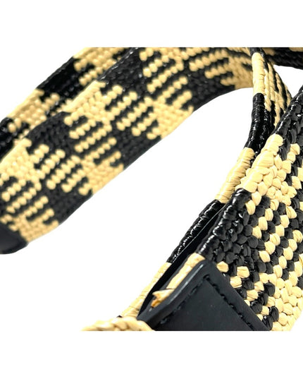 Zara Woven Black & Cream straw like belt 35”