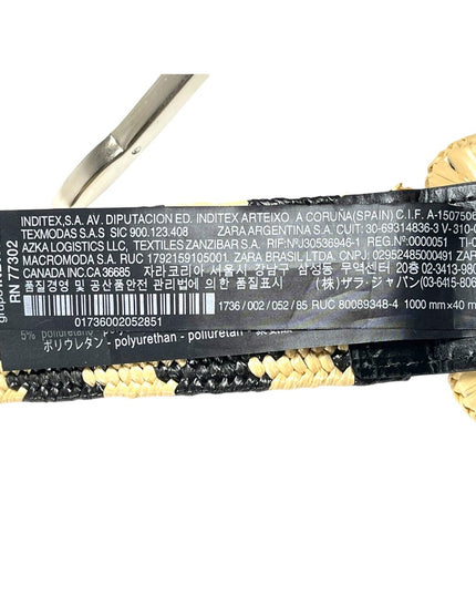 Zara Woven Black & Cream straw like belt 35”