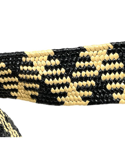 Zara Woven Black & Cream straw like belt 35”