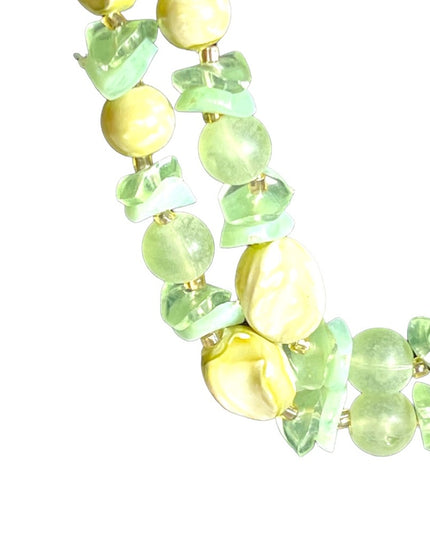 Vintage 1950s  Pale green fancy bead necklace 2 strand double lucite plastic