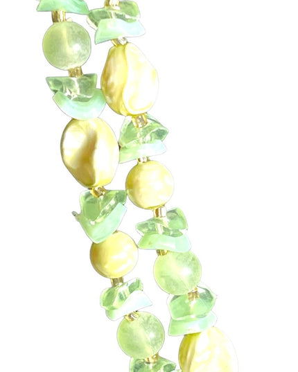 Vintage 1950s  Pale green fancy bead necklace 2 strand double lucite plastic