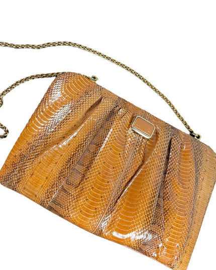 Vintage 1960s Snow White Snake skin leather clutch shoulder bag purse boho