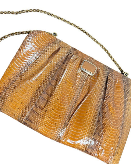 Vintage 1960s Snow White Snake skin leather clutch shoulder bag purse boho