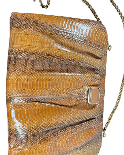 Vintage 1960s Snow White Snake skin leather clutch shoulder bag purse boho