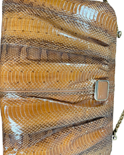 Vintage 1960s Snow White Snake skin leather clutch shoulder bag purse boho