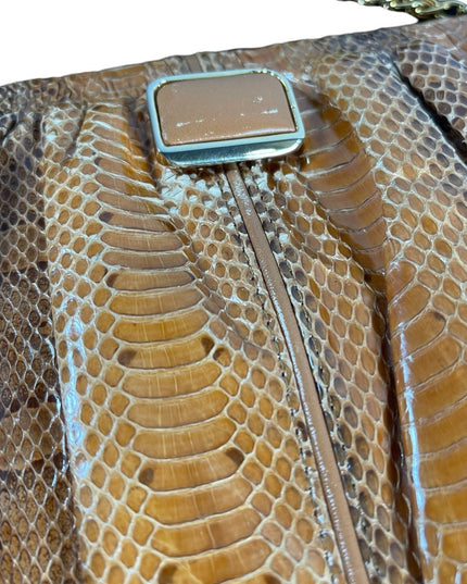 Vintage 1960s Snow White Snake skin leather clutch shoulder bag purse boho