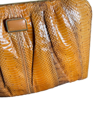 Vintage 1960s Snow White Snake skin leather clutch shoulder bag purse boho