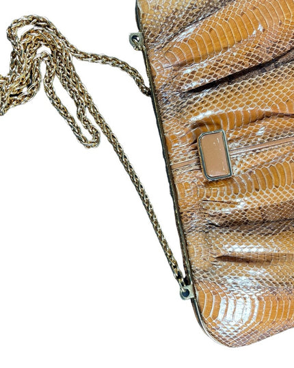 Vintage 1960s Snow White Snake skin leather clutch shoulder bag purse boho