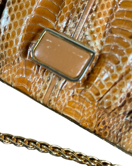 Vintage 1960s Snow White Snake skin leather clutch shoulder bag purse boho