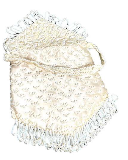 Vintage 1950s Fancy small bead wristlet purse dangle wedding shower party sequin