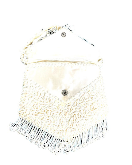 Vintage 1950s Fancy small bead wristlet purse dangle wedding shower party sequin