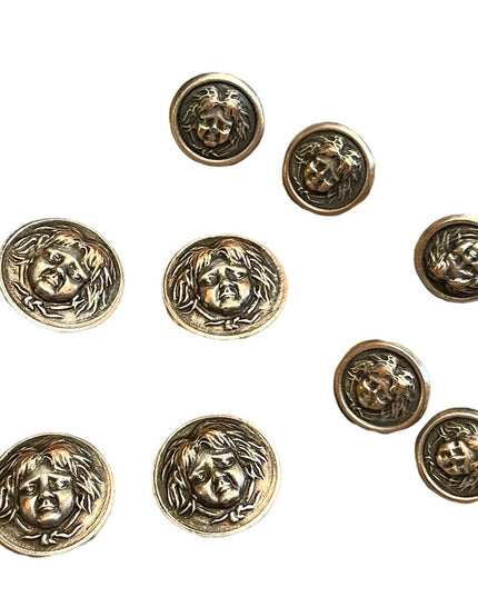 Vintage metal buttons gothic haunted face peasant women Medusa silver mix 1960s