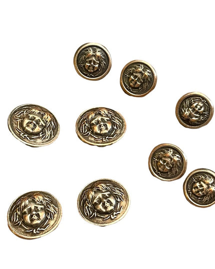 Vintage metal buttons gothic haunted face peasant women Medusa silver mix 1960s