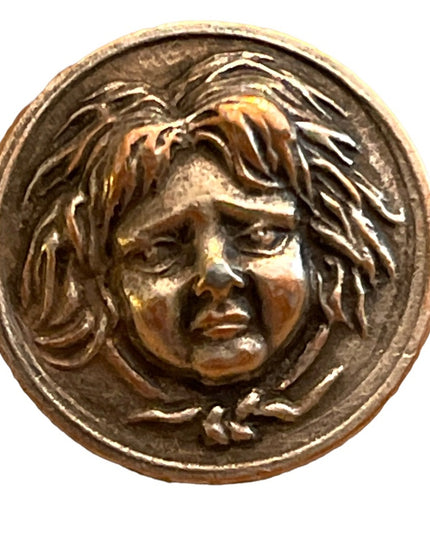 Vintage metal buttons gothic haunted face peasant women Medusa silver mix 1960s