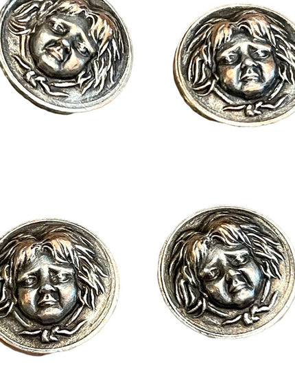 Vintage metal buttons gothic haunted face peasant women Medusa silver mix 1960s