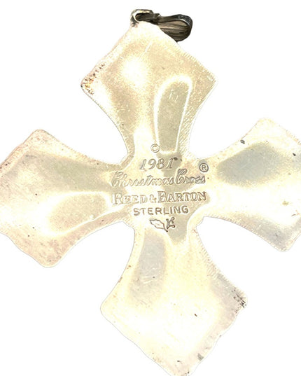 Vintage 1981 Reed & Barton Sterling silver 925 Christmas Cross necklace pendant