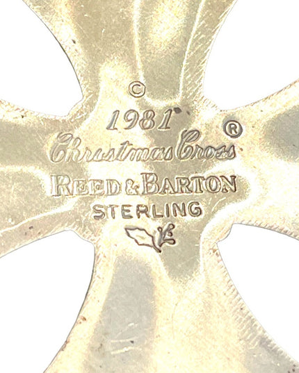 Vintage 1981 Reed & Barton Sterling silver 925 Christmas Cross necklace pendant