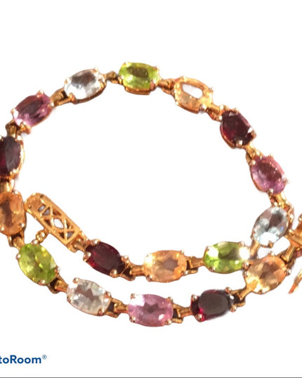 Sterling 925 Gold plated Multi gemstone bracelet