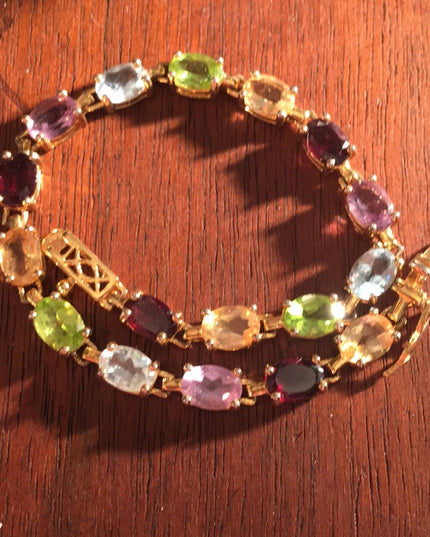 Sterling 925 Gold plated Multi gemstone bracelet