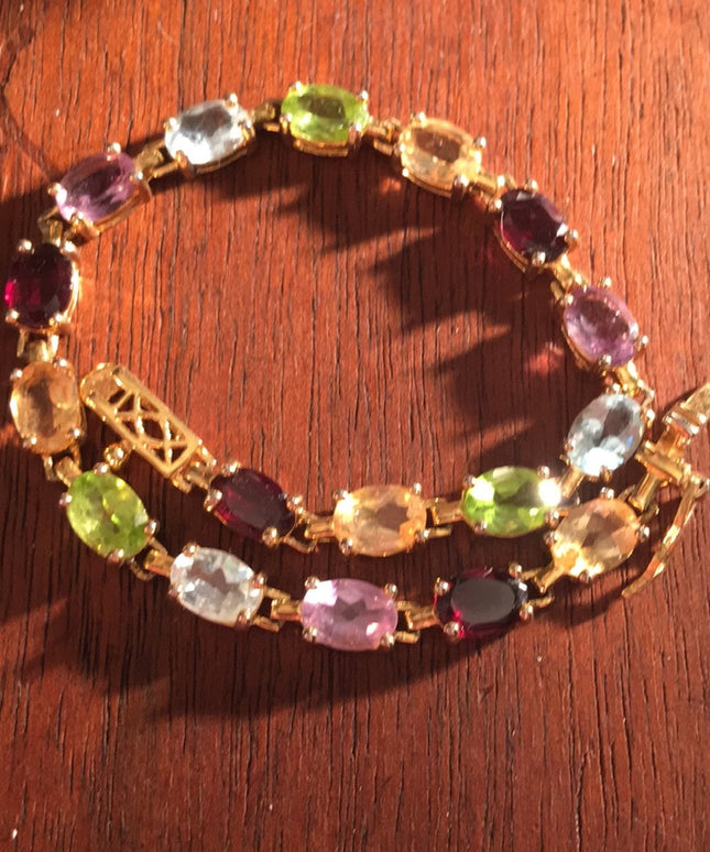 Sterling 925 Gold plated Multi gemstone bracelet