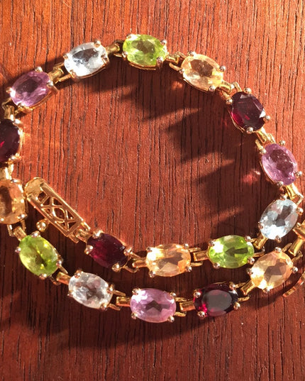 Sterling 925 Gold plated Multi gemstone bracelet