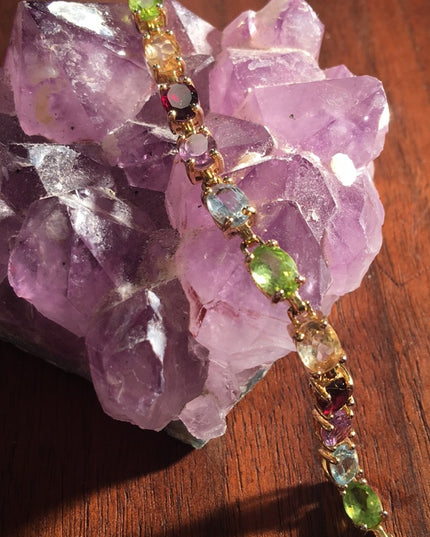 Sterling 925 Gold plated Multi gemstone bracelet